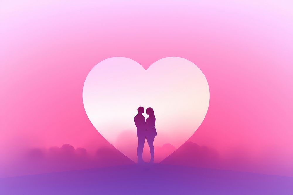 Cute flat icon of couple gradient background outdoors pink togetherness.