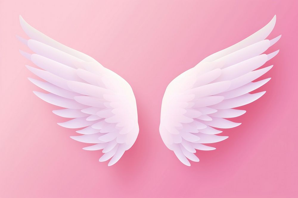 Cute flat icon of angel wings gradient background pink softness pattern.