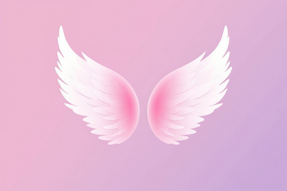 Cute flat icon of angel wings gradient background pink logo archangel.
