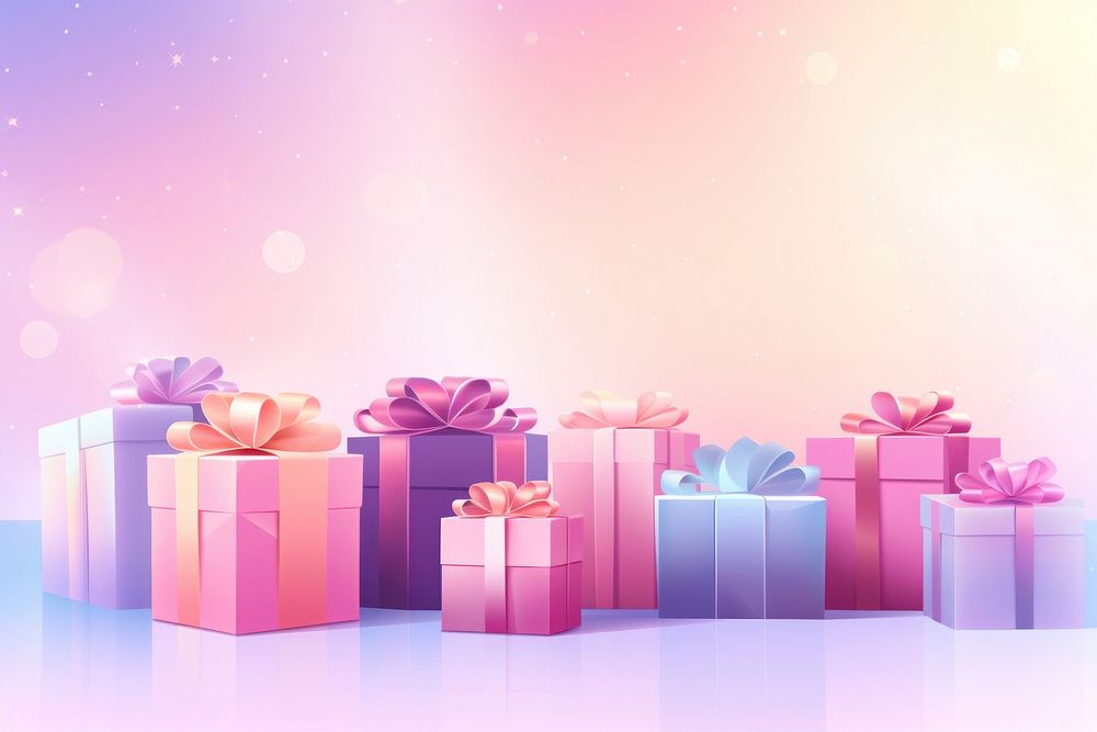 Cute flat icon of gift boxes gradient background pink celebration anniversary.