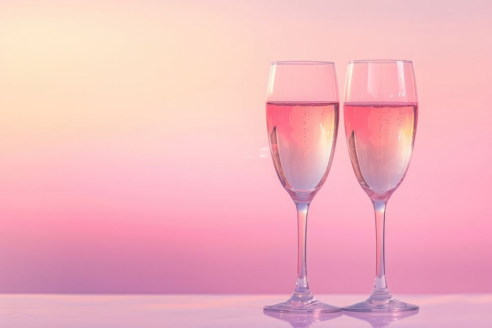 Glasses of champagne gradient background cocktail drink wine.