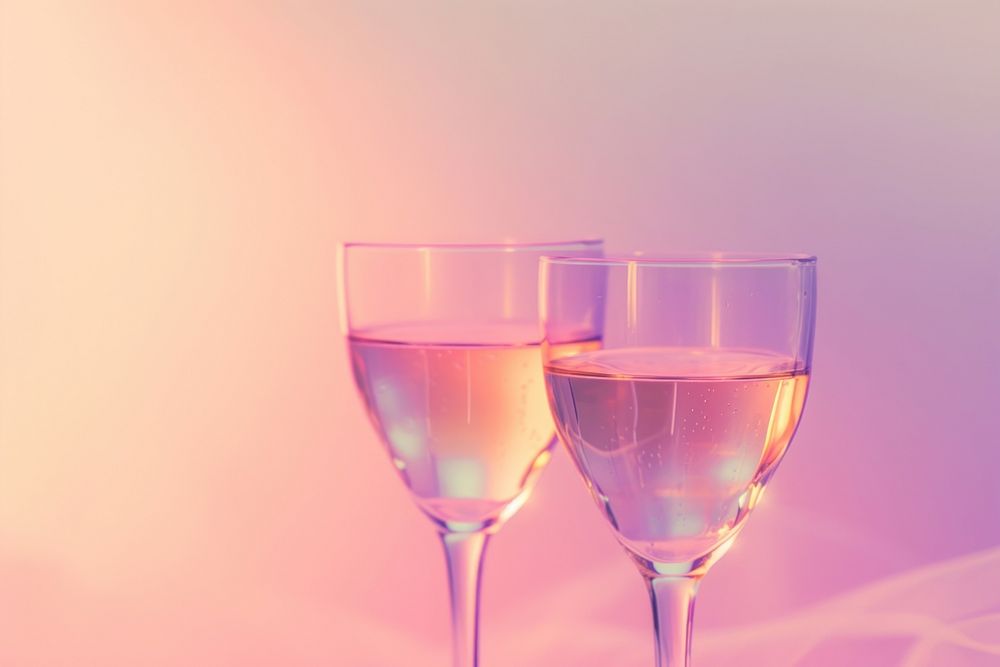 Glasses of champagne gradient background cocktail drink wine.