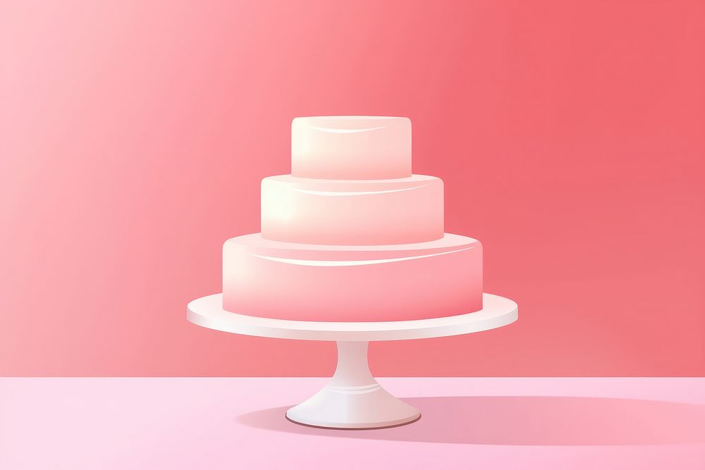 Minimal flat vector of wedding cake in gradient background dessert food pink.