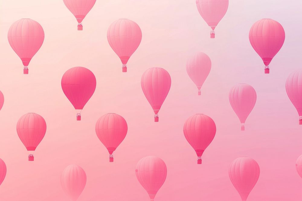 Minimal flat vector of hot air balloons in gradient background backgrounds aircraft pattern.