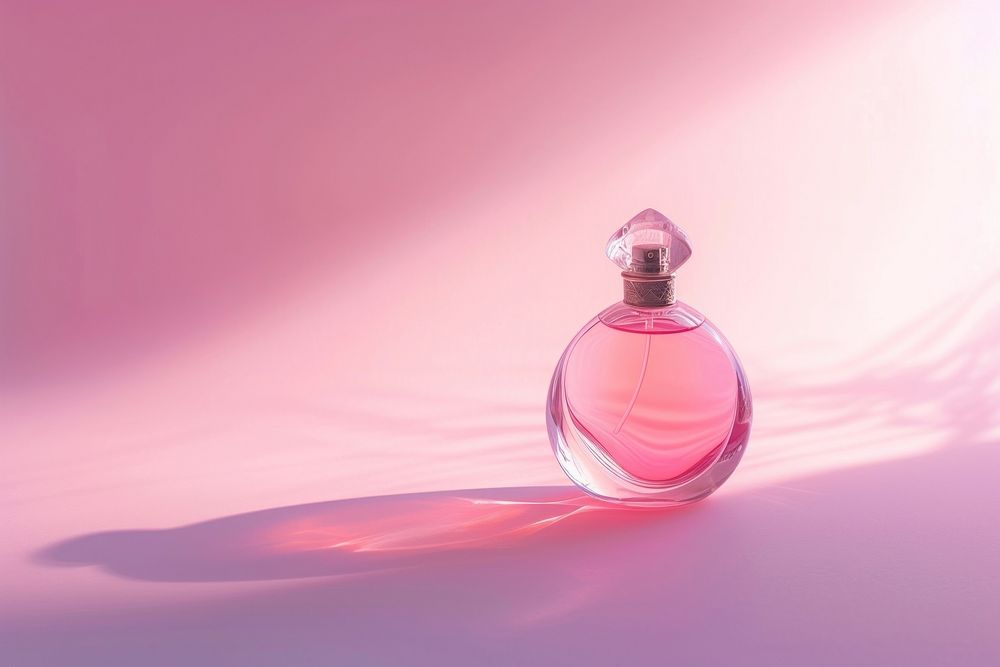 Perfume bottle gradient background cosmetics pink red.