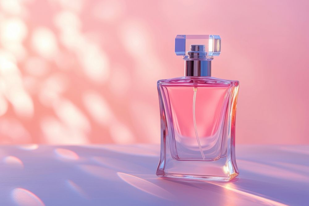Perfume bottle gradient background cosmetics pink container.