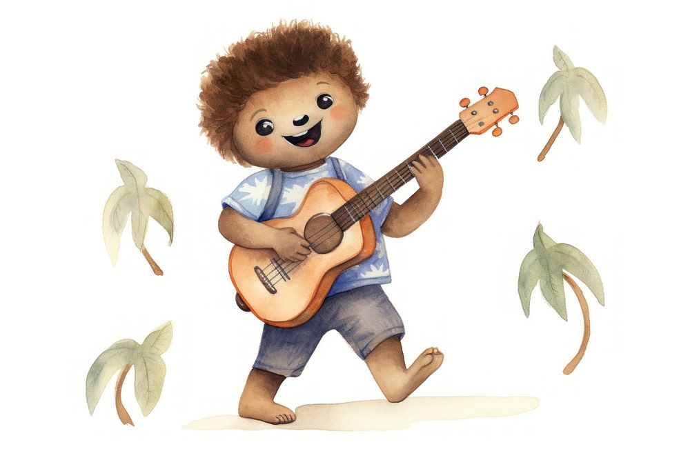 Sloth cartoon guitar cute.