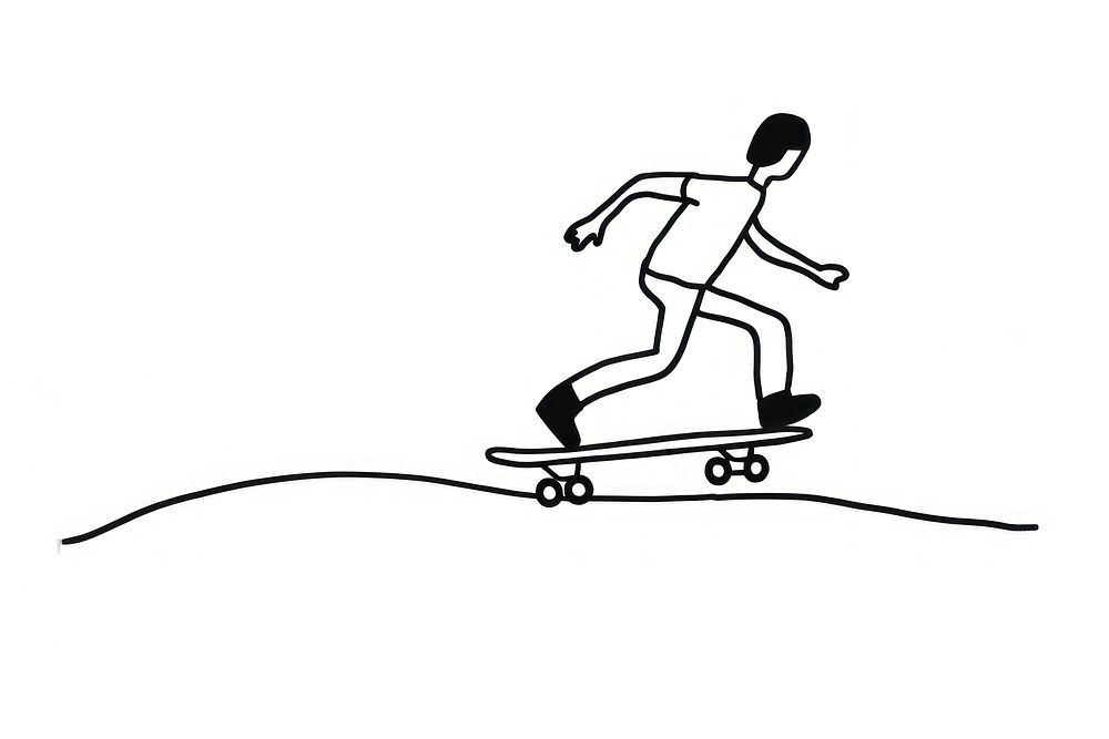 Man skateboarding drawing cartoon black.