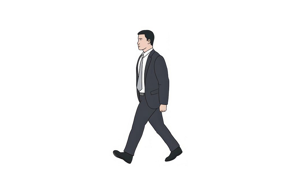 Business man walking standing cartoon adult.