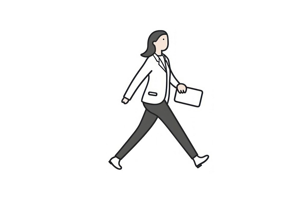 Business woman walking drawing cartoon line.