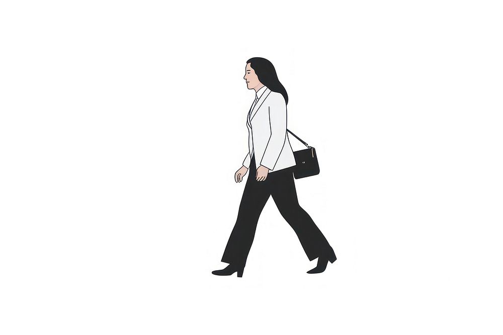 Business woman walking drawing cartoon adult.