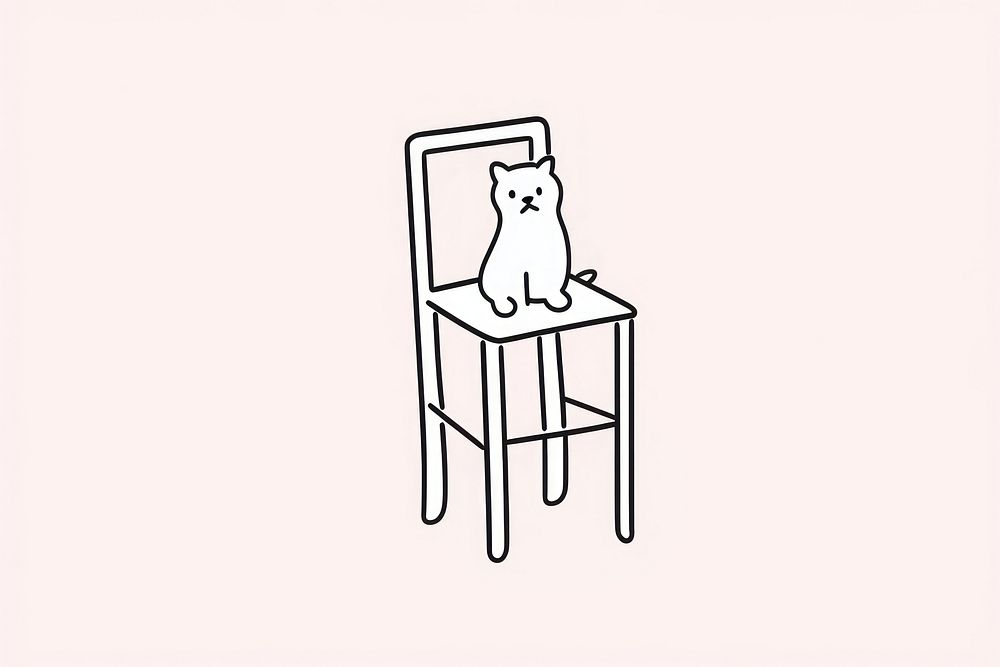 Cat sit on a chair drawing furniture cartoon.