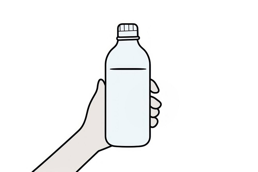 Hand holding drinking water bottle refreshment container drinkware.