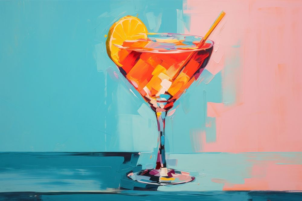 Cooktail drink in summer cocktail painting martini.
