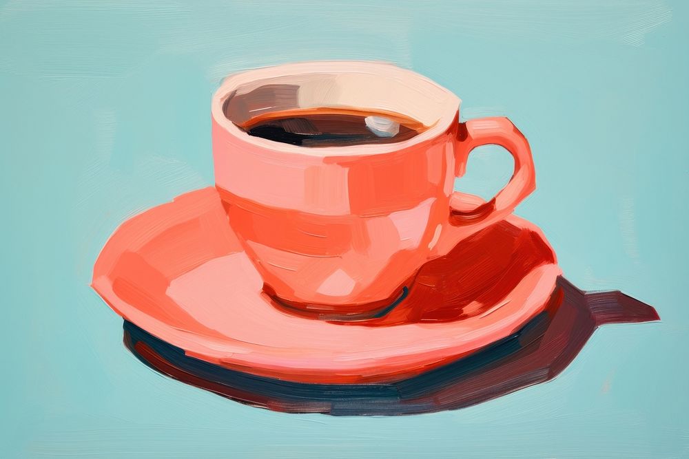 A cup of coffee painting saucer drink.