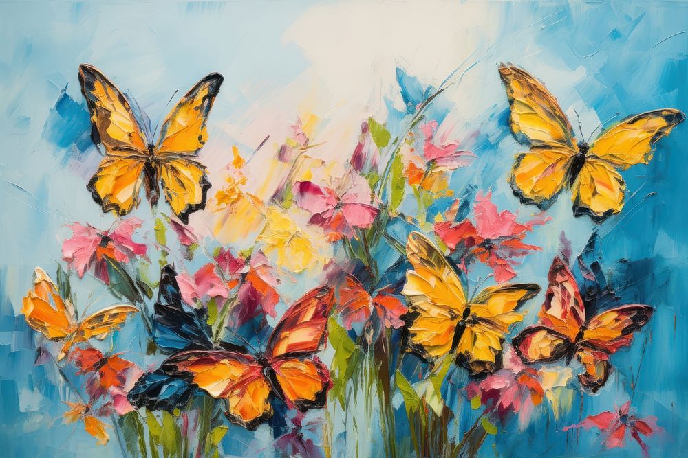 A some Butterflys on flower butterfly painting animal.