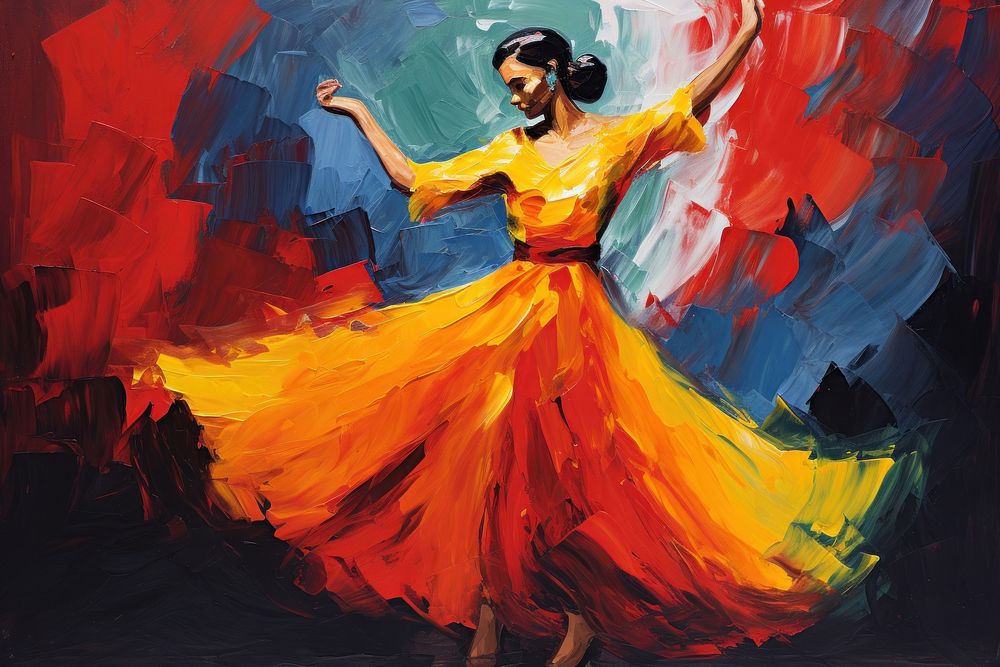 Woman dancing local style of spain painting adult entertainment.
