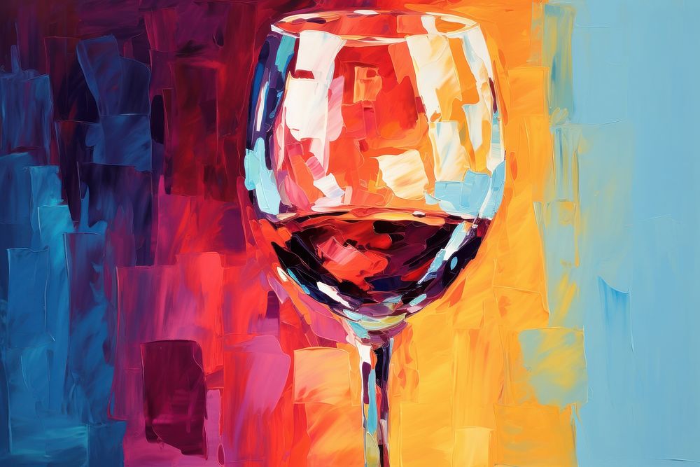 Glass of wine painting drink refreshment.
