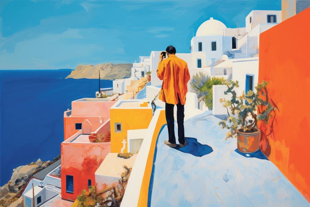 Santorini painting travel adult.