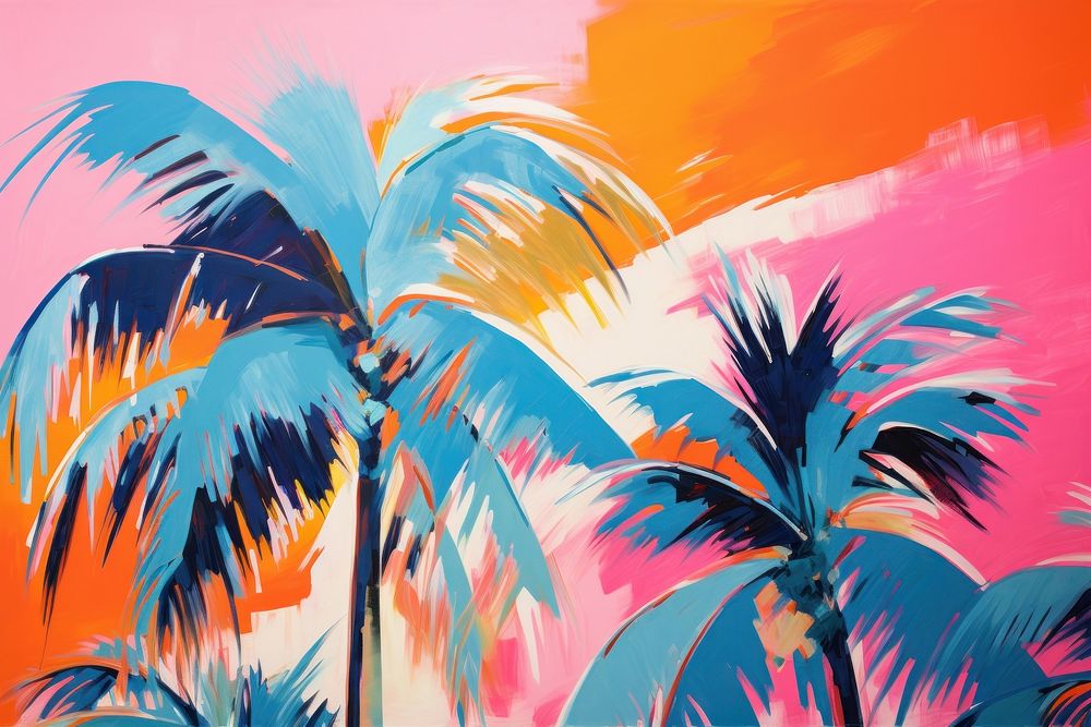 A palm trees painting backgrounds outdoors.