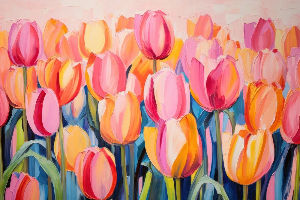 Tulips in Honland painting backgrounds flower.