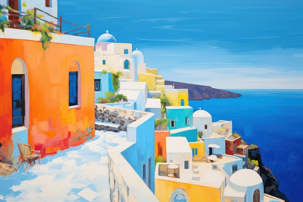 Santorini painting architecture landscape.