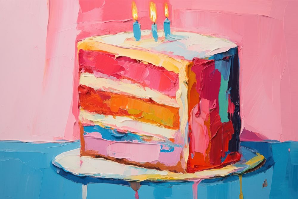 Birthday cake painting dessert icing.
