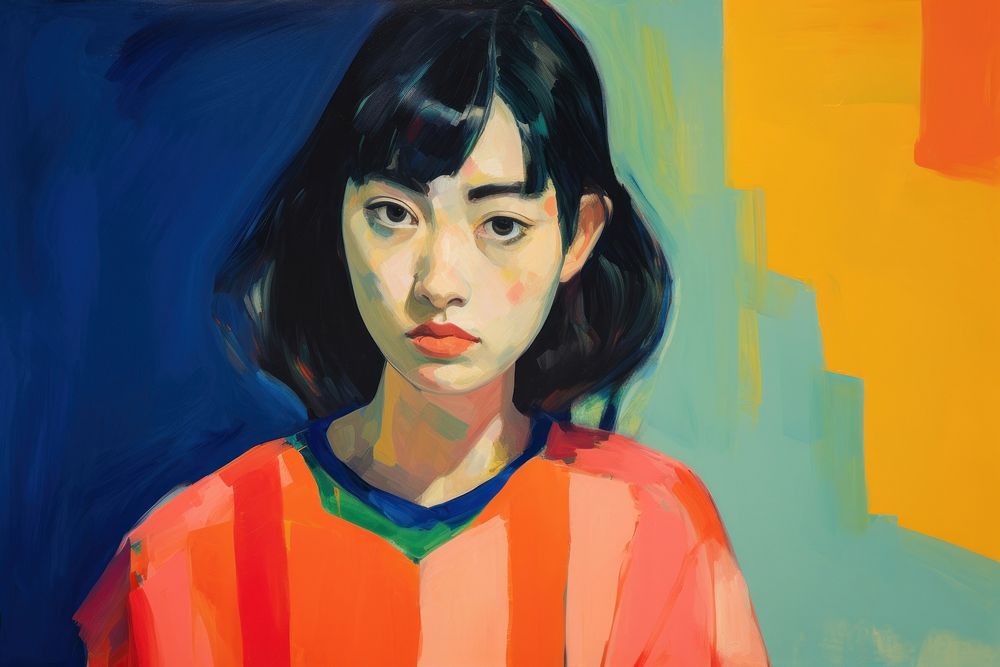 Local Japanese girl painting portrait adult.