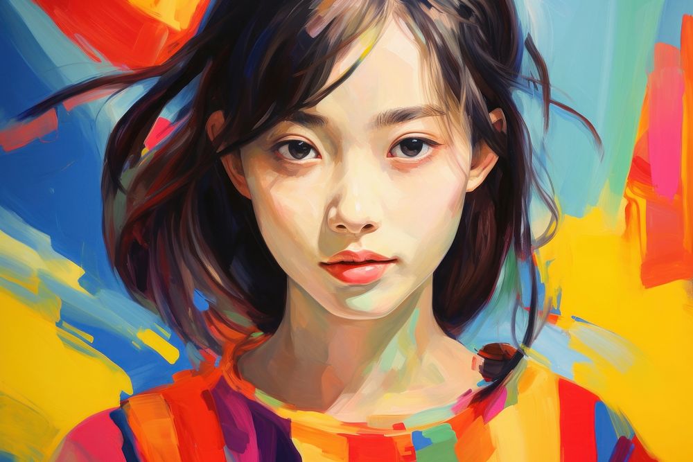 Local Japanese girl painting portrait adult.