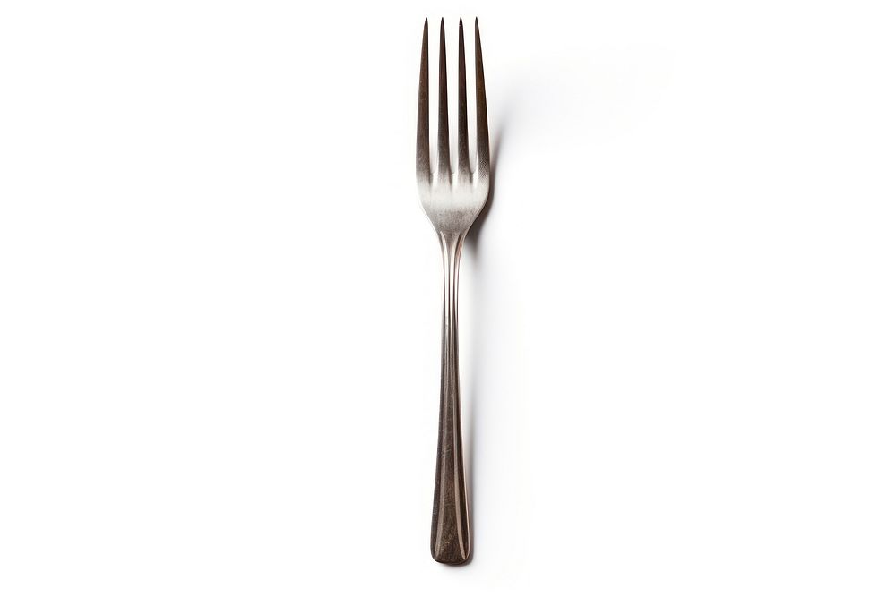 Stainless steel fork white background silverware simplicity.