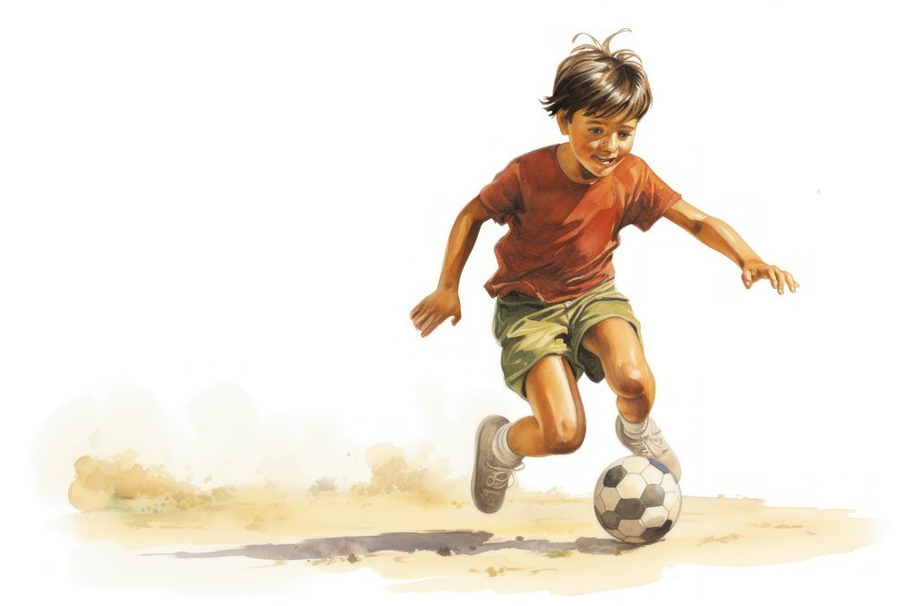 Boy playing foot ball football sports child.