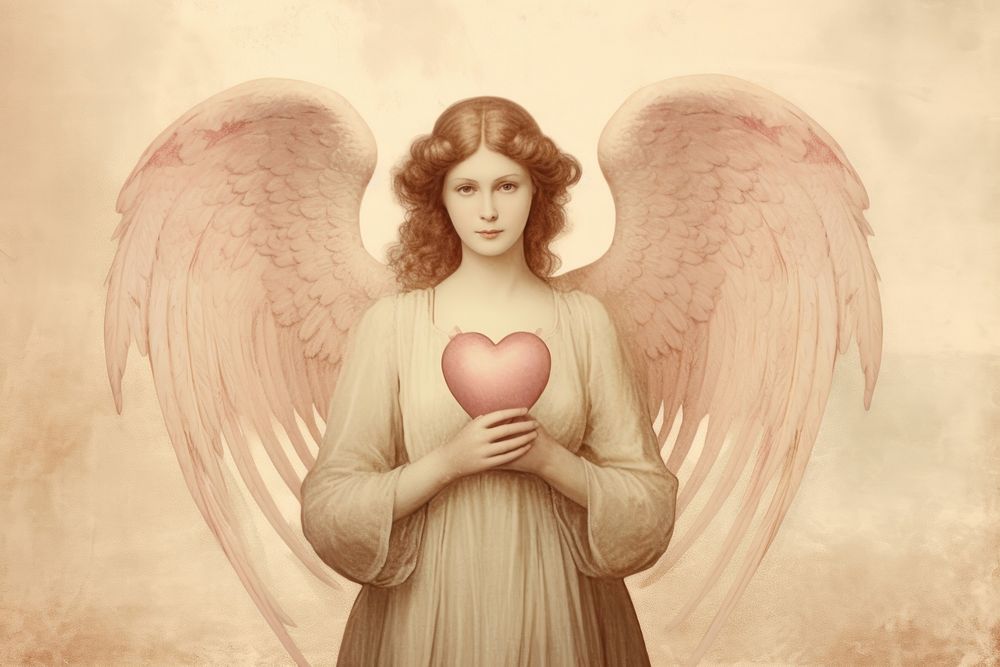 Illustration of angel hold heart adult representation spirituality.