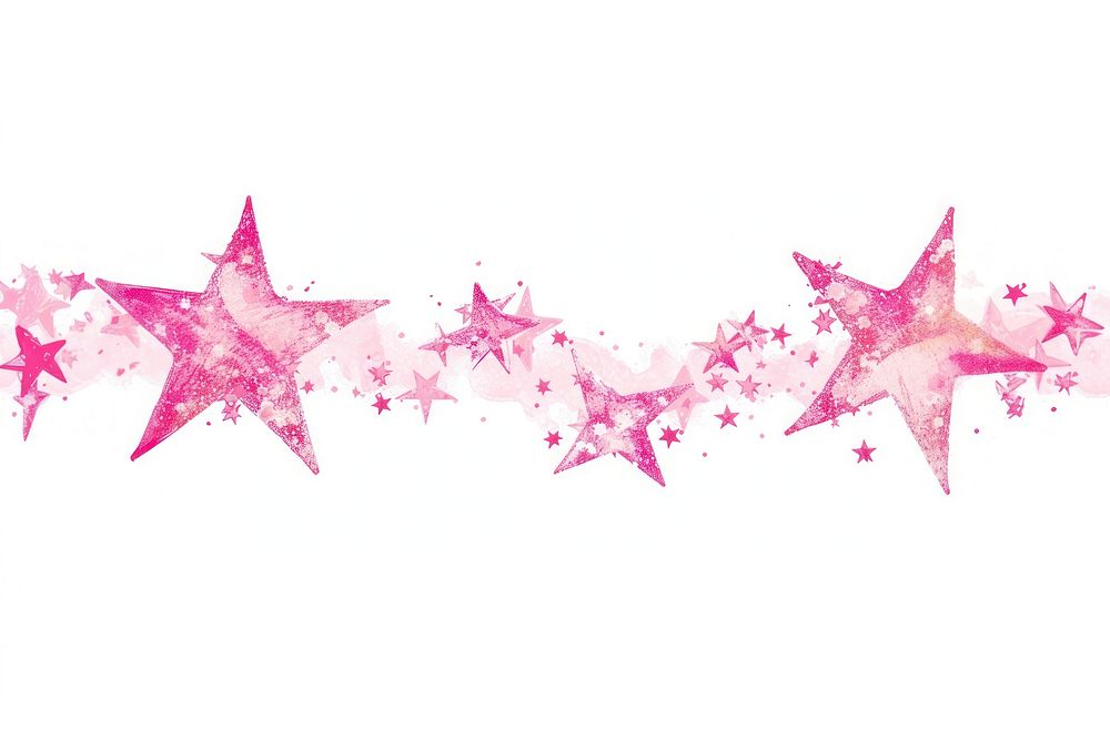 Pink mini star paper line white background.