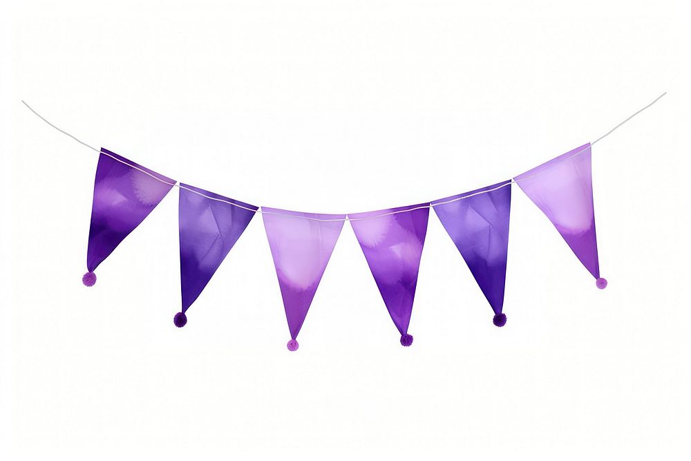 Purple bunting brithday line white background clothesline.