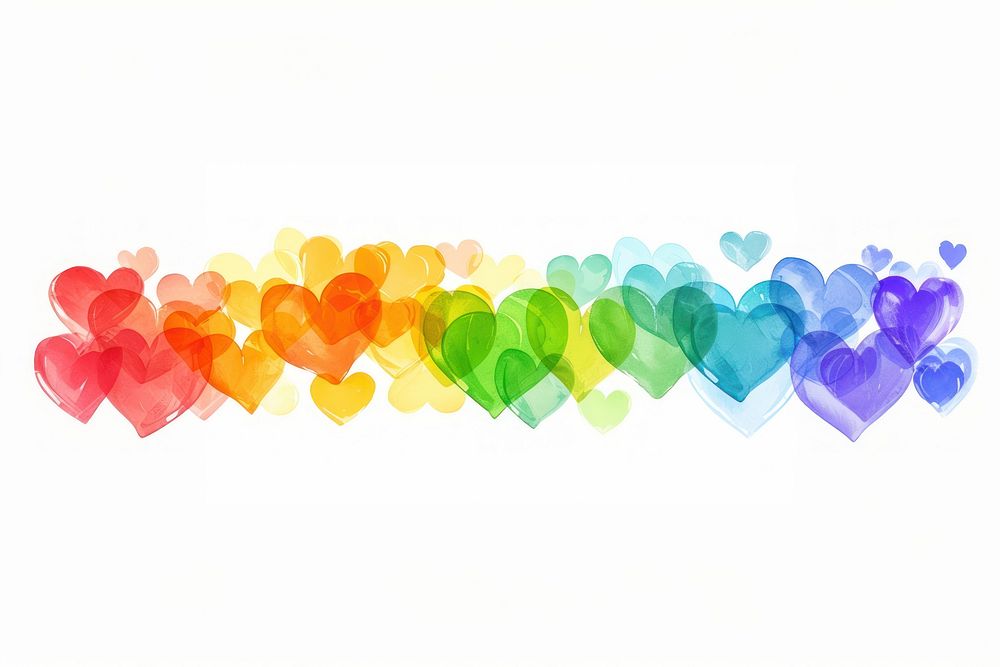 Rainbow mini heart backgrounds line white background.
