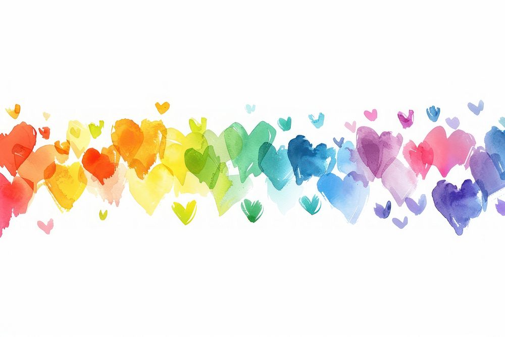 Rainbow mini heart backgrounds line white background.
