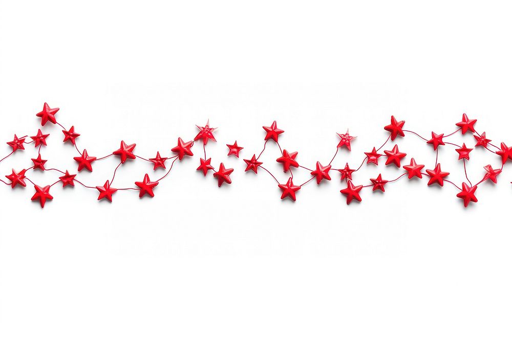 Red mini star petal line white background.