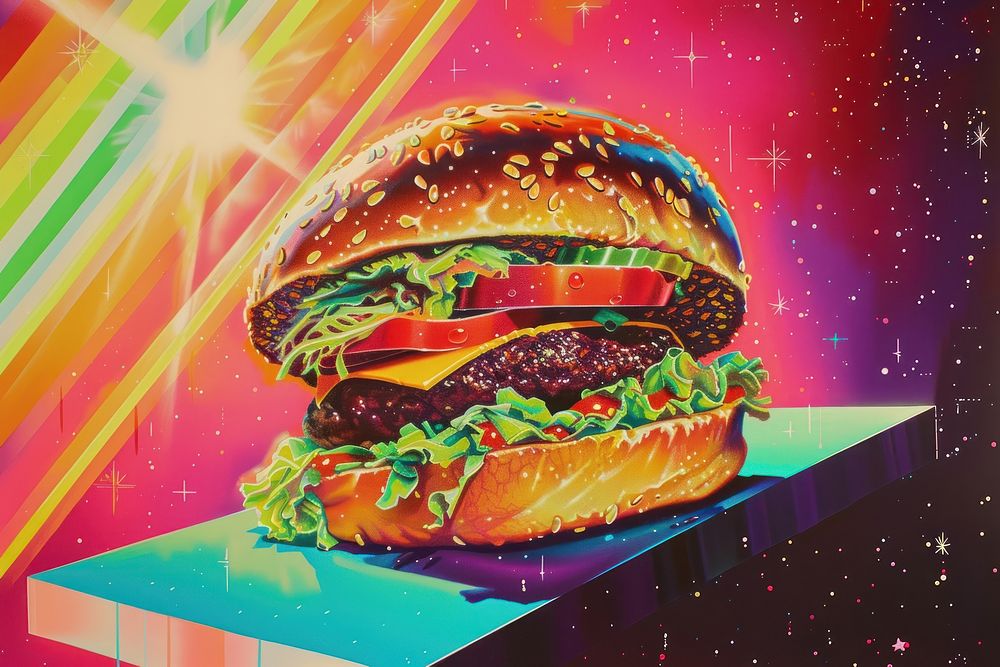 Burger food star art.