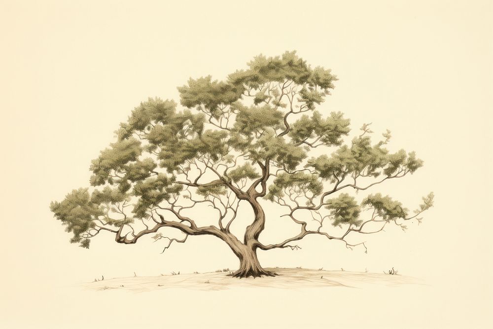 Litograph minimal tree drawing sketch plant.