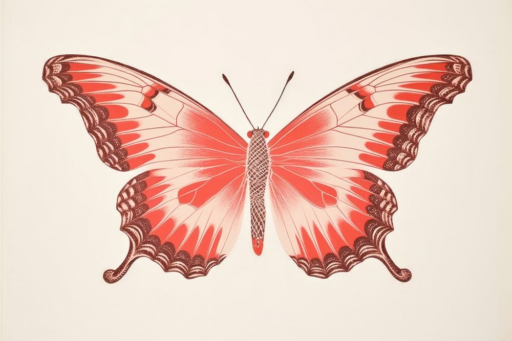 Litograph minimal butterfly animal insect invertebrate.