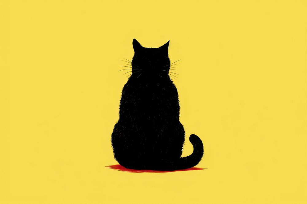 Litograph minimal cat silhouette animal mammal.