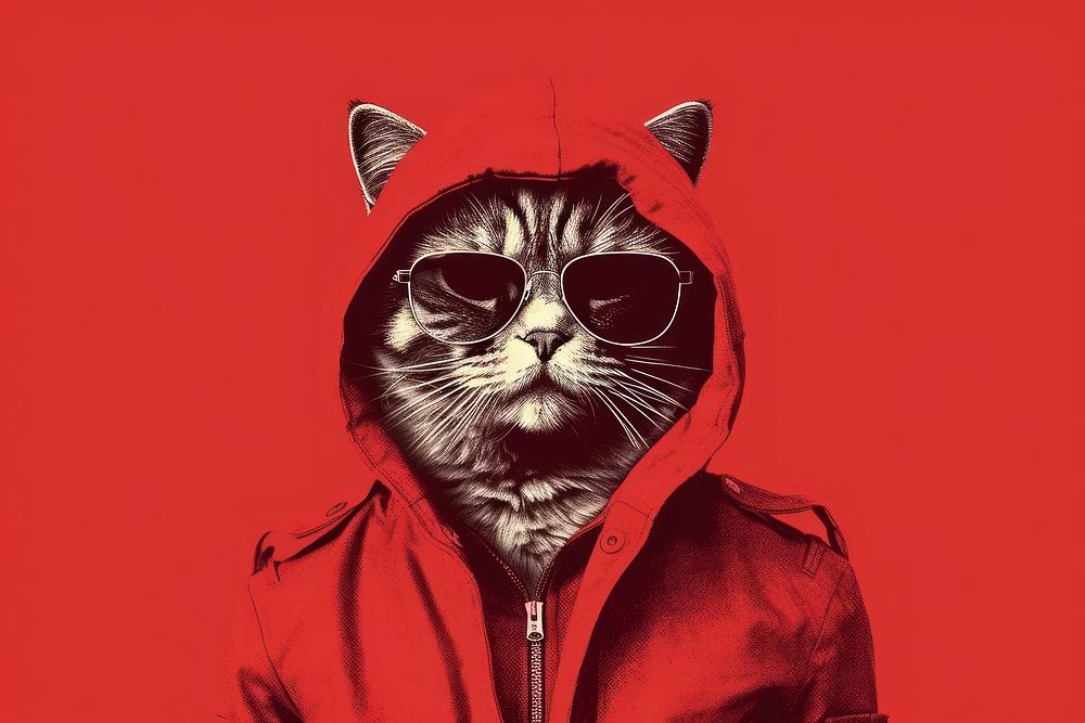 Litograph minimal fashion cat sweatshirt portrait mammal.