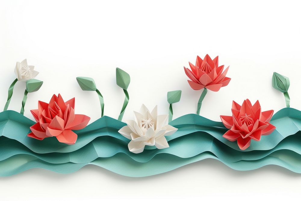 Lotus and wave border flower origami petal.