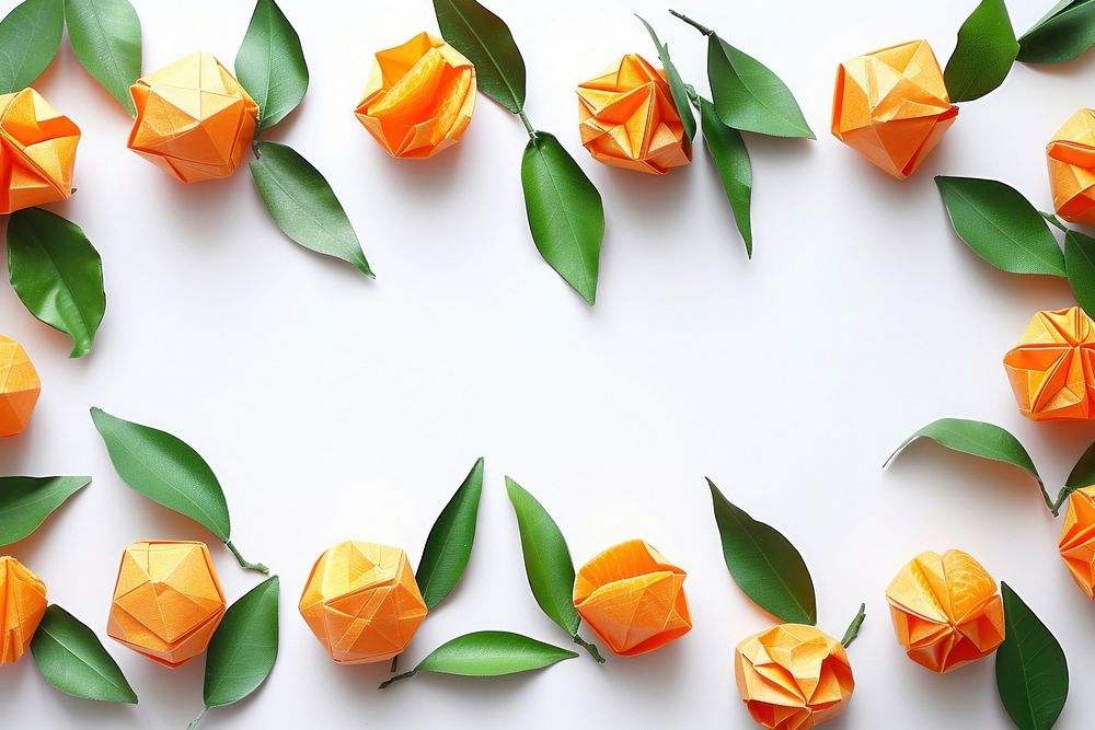 Mandarin orange border origami backgrounds flower.