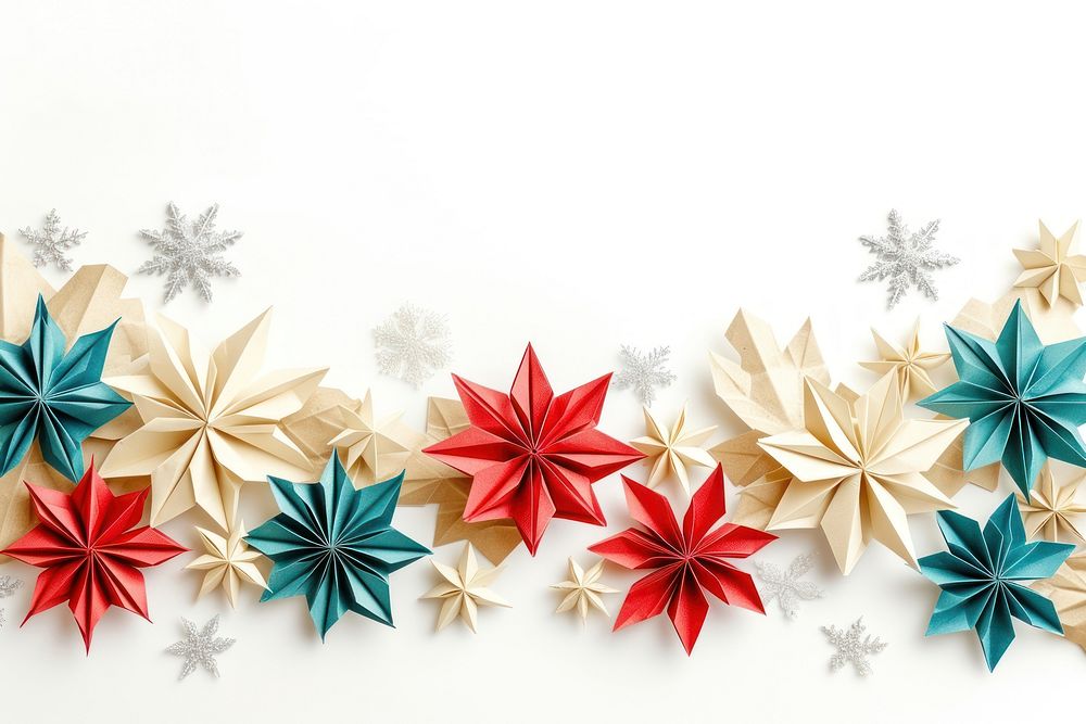 Winter theme origami paper backgrounds white.