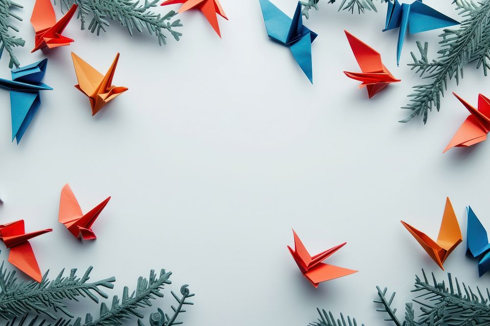 Winter theme origami paper backgrounds celebration.