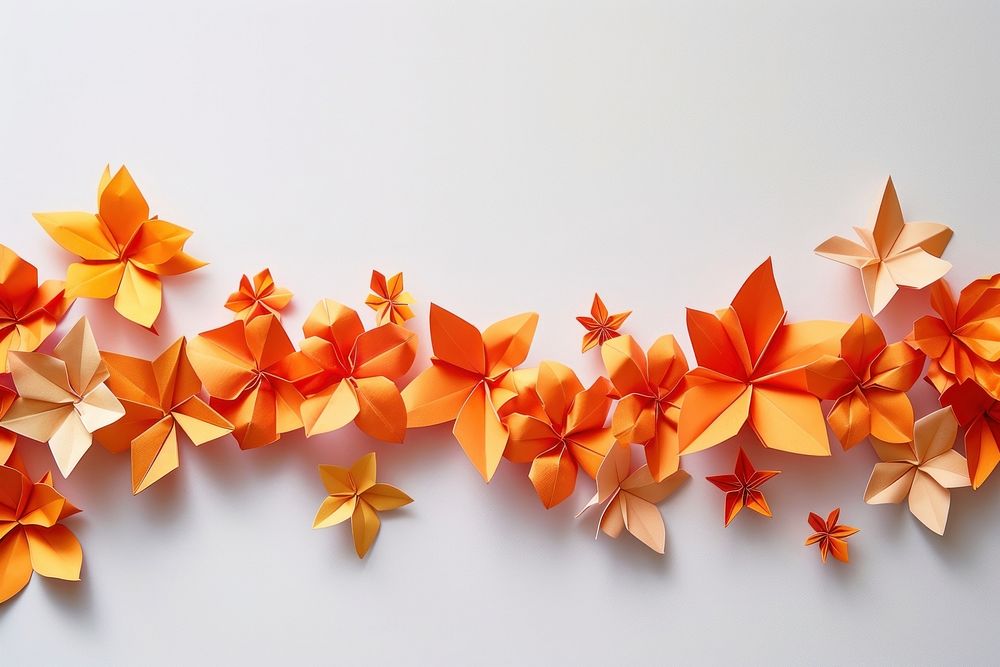 Orange floral border origami paper flower.