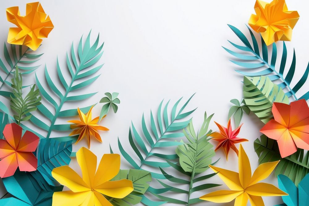 Palm floral border origami flower paper.
