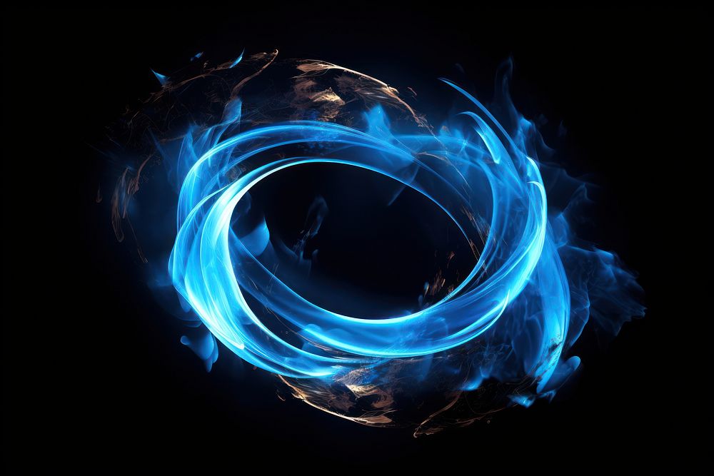 Photo blue fire in coil spring line burning pattern light.