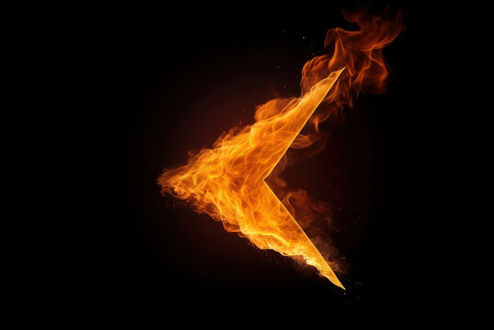 Photo fire in arrow symbol burning bonfire light.